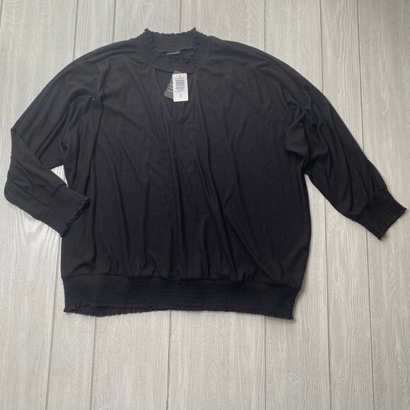 Torrid Women's Black Textured Jersey Choke Neck Smocked Hem Top Plus Size 4X NEW - Picture 1 of 11